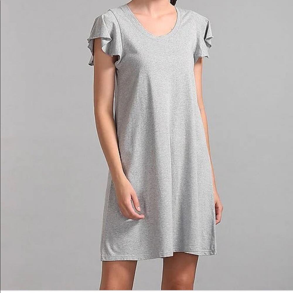 Gap Flutter Sleeve Light Grey Gray Swing Cotton Dress Size Large